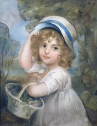 Fille avec un panier de fleurs